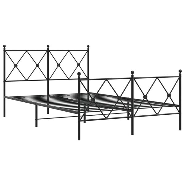 vidaXL Cadre de lit m&eacute;tal sans matelas avec pied de lit noir 120x200cm