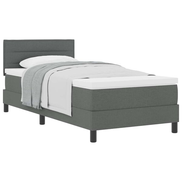 vidaXL Lit &agrave; ressorts avec matelas Gris fonc&eacute; 100 x 200 cm tissu