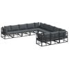 vidaXL Ensemble de canap&eacute; de jardin avec coussin 11 pcs Noir Aluminium