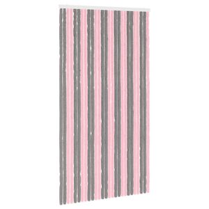 vidaXL Rideau anti-insectes en chenille Gris Argent et Rose