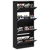 vidaXL Armoire &agrave; chaussures 4 tiroirs rabattables noir 80x34x187,5 cm