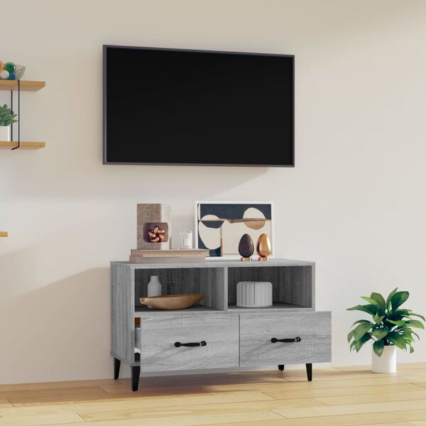 vidaXL Meuble TV Sonoma gris 80x36x50 cm Bois d'ing&eacute;nierie