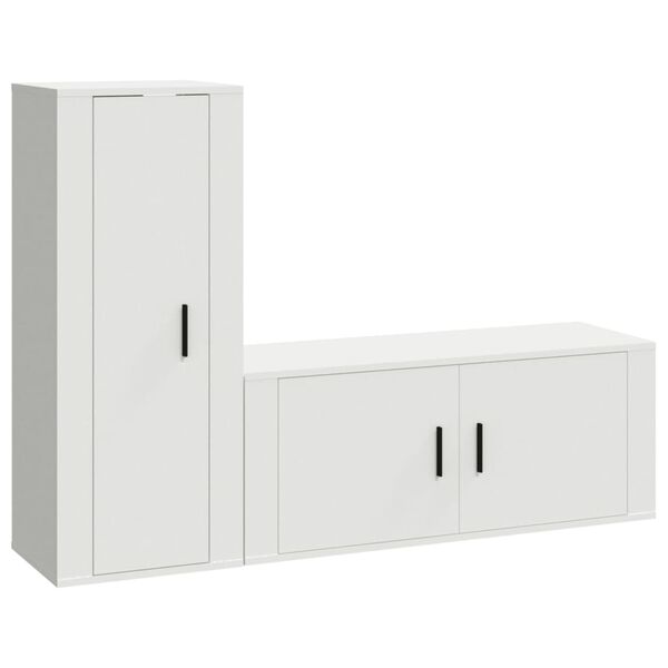 vidaXL Ensemble de meubles TV 2 pcs Blanc Bois d'ingénierie