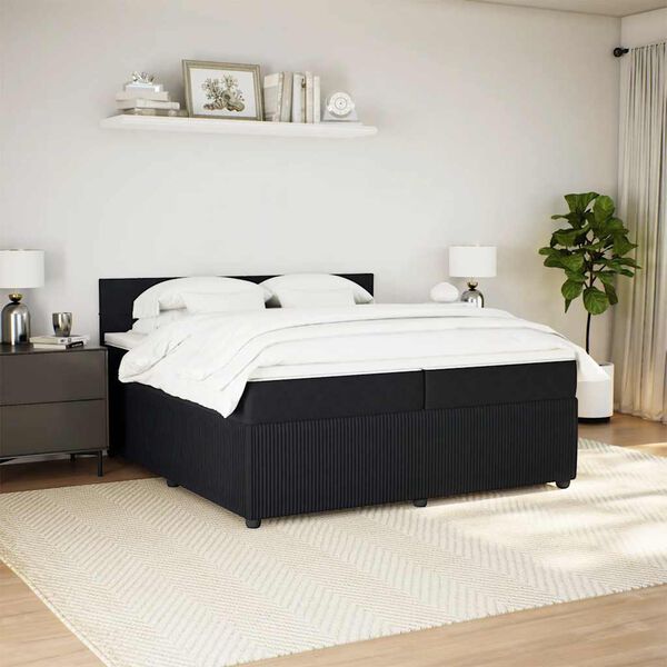 vidaXL Sommier &agrave; lattes de lit et matelas Noir 200x200 cm Velours