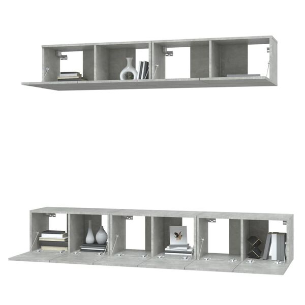 vidaXL Ensemble de meubles TV 5 pcs Gris b&eacute;ton Bois d'ing&eacute;nierie
