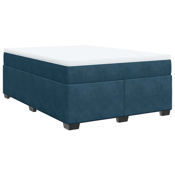vidaXL Sommier &agrave; lattes de lit et matelas Bleu fonc&eacute; 140x200cm Velours