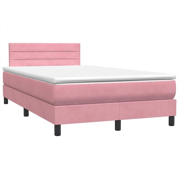 vidaXL Sommier &agrave; lattes de lit avec matelas rose 120x220 cm velours