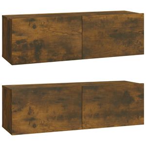 vidaXL Meubles TV muraux 2pcs ch&ecirc;ne fum&eacute; 100x30x30cm bois d'ing&eacute;nierie