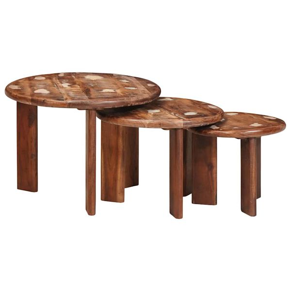 vidaXL Tables basses gigognes 3 pcs Multicolore Bois massif recycl&eacute;