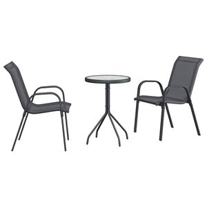 vidaXL Ensemble bistro de jardin 3 pc Gris Acier