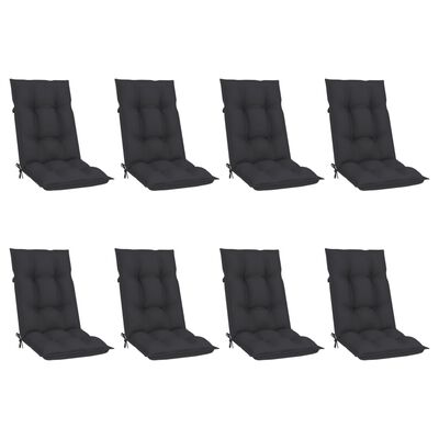 vidaXL Chaises inclinables de jardin et coussins lot de 8 Teck solide