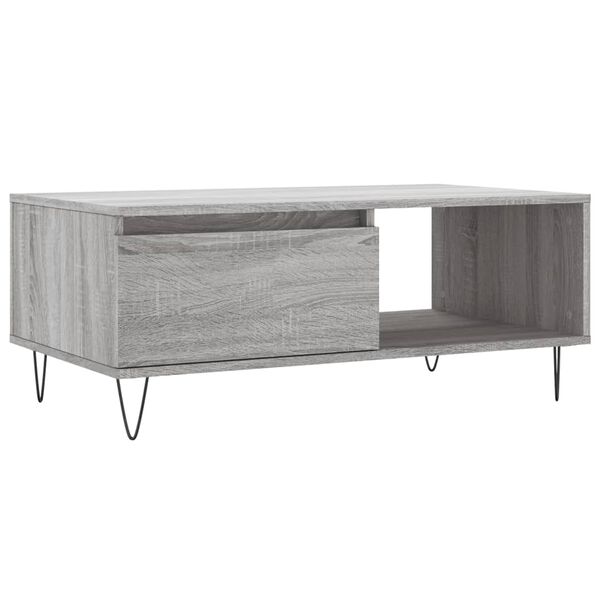 vidaXL Table basse Sonoma gris 90x50x36,5 cm Bois d'ing&eacute;nierie