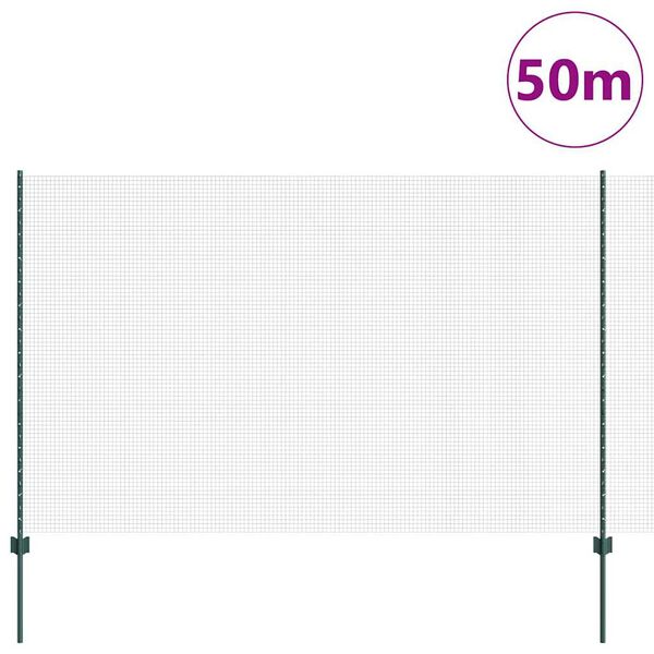 vidaXL Cl&ocirc;ture avec poteau Vert 1,5 x 50 m Acier et PVC