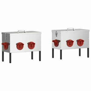 vidaXL Mangeoire pour poules 2 Argent 41,5 x 20,5 x 33 cm 15 kg