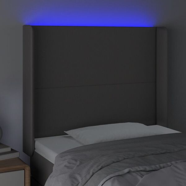 vidaXL T&ecirc;te de lit &agrave; LED Gris 83x16x118/128 cm Similicuir
