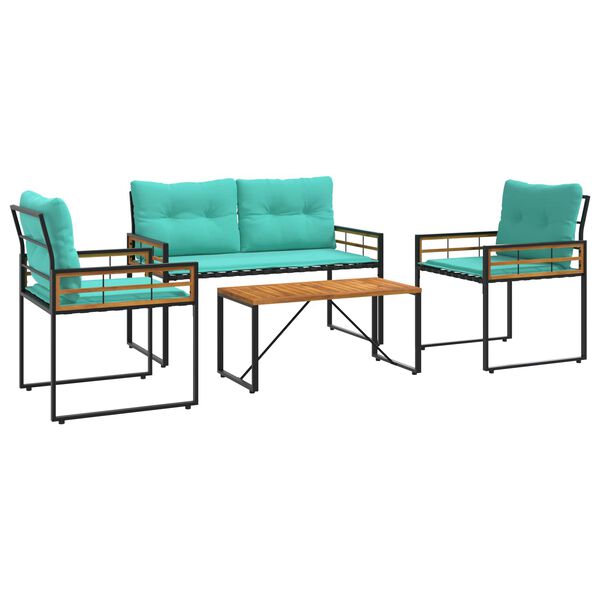 vidaXL Ensemble de meubles d'ext&eacute;rieur avec coussin 4 pcs Turquoise