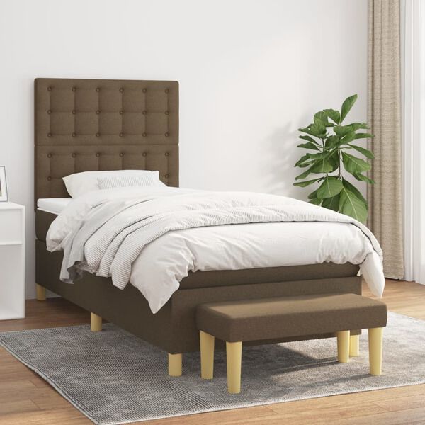 vidaXL Sommier &agrave; lattes de lit avec matelas Marron fonc&eacute; 90x190 cm