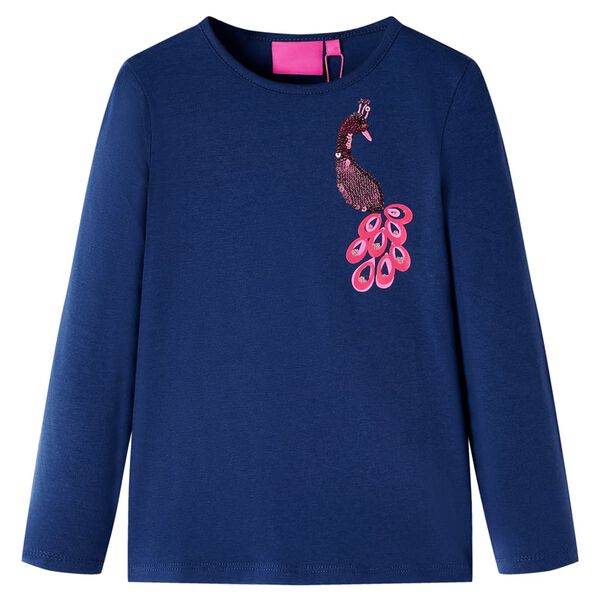 T-shirt pour enfants &agrave; manches longues bleu marine 92