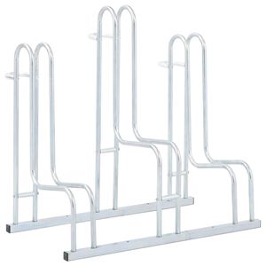 vidaXL Support de v&eacute;lo au sol autoportant pour 3 v&eacute;los acier galvanis&eacute;