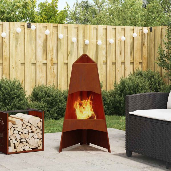 vidaXL Braise Marron 50 x 50 x 95 cm Acier patin&eacute;