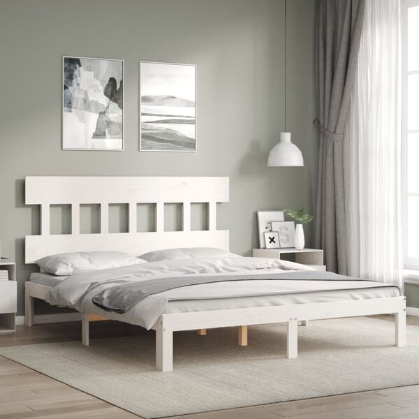 vidaXL Cadre de lit sans matelas blanc 160x200 cm bois de pin massif