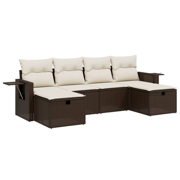 vidaXL Salon de jardin avec coussins 6 pcs marron r&eacute;sine tress&eacute;e