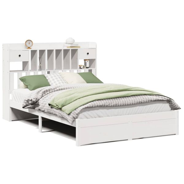 vidaXL Lit biblioth&egrave;que sans matelas blanc 160x200 cm bois pin massif