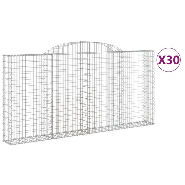 vidaXL Paniers &agrave; gabions arqu&eacute;s 30 pcs 300x30x140/160 cm fer galvanis&eacute;