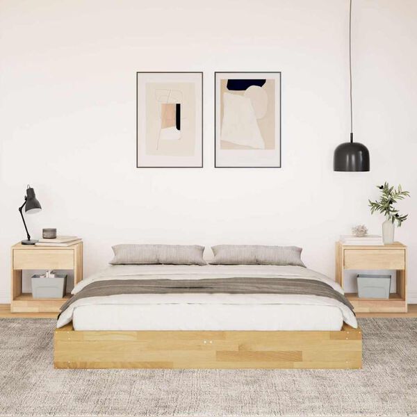 vidaXL Cadre de lit sans matelas 135x190 cm bois massif de ch&ecirc;ne