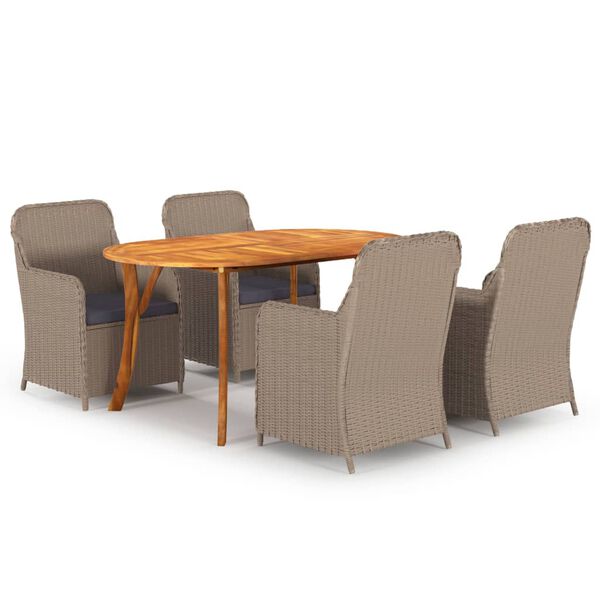 vidaXL Ensemble &agrave; manger de jardin 5 pcs Marron