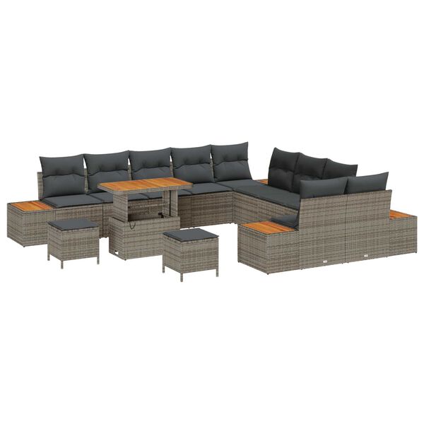 vidaXL Ensemble de canap&eacute; de jardin 13 pcs Gris Poly rotin