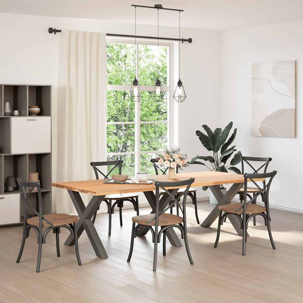 vidaXL Pieds de table &agrave; manger en forme de X 3 pi&egrave;ces Anthracite 90 x (72-73) cm Acier