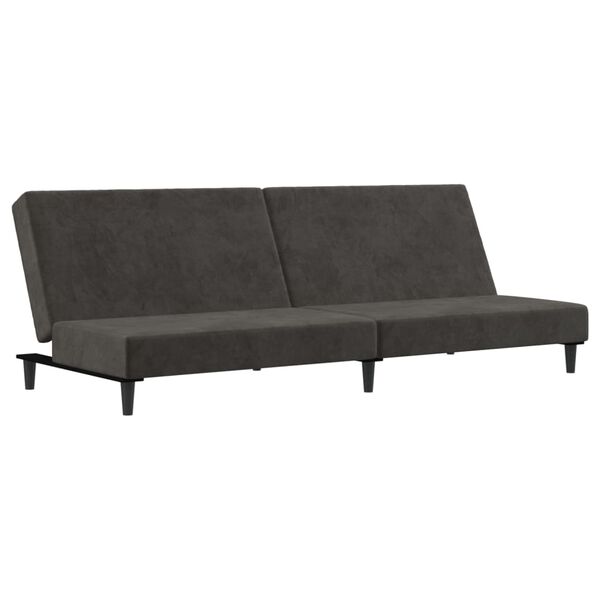 vidaXL Canap&eacute;-lit &agrave; 2 places Gris fonc&eacute; Velours