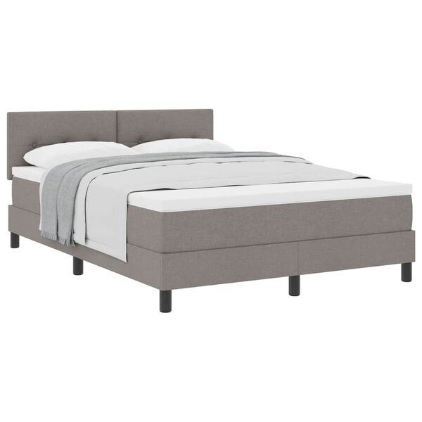 vidaXL Lit boxspring avec matelas Taupe 140 x 200 cm tissu