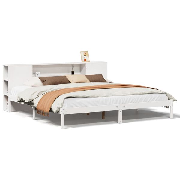 vidaXL Lit bibliothèque sans matelas blanc 180x200 cm bois pin massif