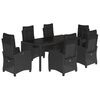 vidaXL Ensemble &agrave; manger de jardin coussins 7pcs Noir R&eacute;sine tress&eacute;e
