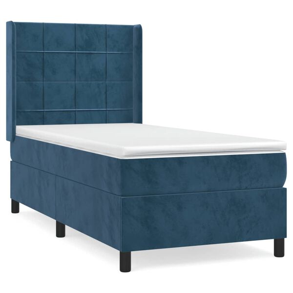 vidaXL Sommier &agrave; lattes de lit avec matelas Bleu fonc&eacute; 100x200 cm
