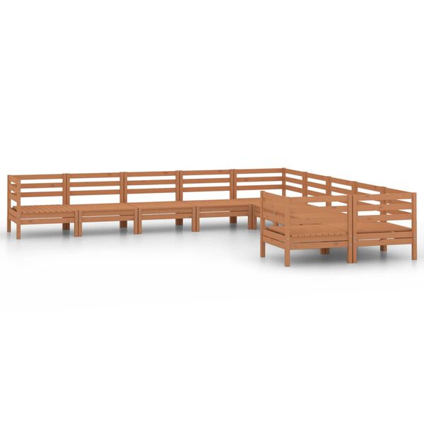 vidaXL Salon de jardin 10 pcs Marron miel Bois de pin massif