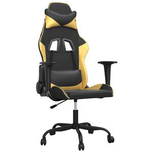 vidaXL Chaise de jeu de massage Noir et dor&eacute; Similicuir