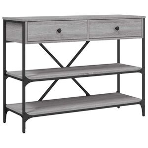vidaXL Table console avec tiroirs et &eacute;tag&egrave;res gris bois d'ing&eacute;nierie