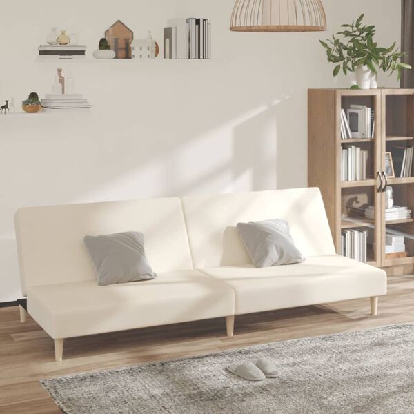vidaXL Canap&eacute;-lit &agrave; 2 places Cr&egrave;me Tissu