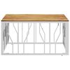 vidaXL Table basse argent&eacute; acier inoxydable et bois massif d'acacia