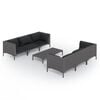 vidaXL Salon de jardin 7 pcs avec coussins R&eacute;sine tress&eacute;e Gris fonc&eacute;