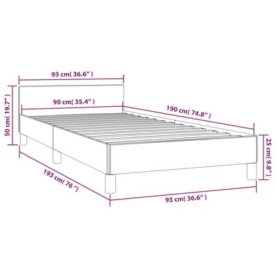 vidaXL Cadre de lit avec tête de lit Gris foncé 90x190 cm Velours
