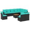 vidaXL Salon de jardin 11 pcs avec coussins noir r&eacute;sine tress&eacute;e