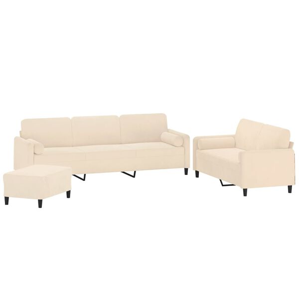 vidaXL Ensemble de canap&eacute;s 3 pcs coussins d&eacute;coratifs et coussins Cr&egrave;me