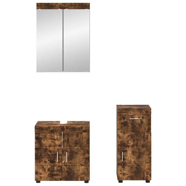 vidaXL Ensemble de mobilier de salle de bain TULUM Ch&ecirc;ne fum&eacute;