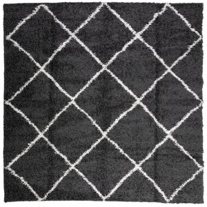 vidaXL Tapis shaggy PAMPLONA poils longs moderne noir cr&egrave;me 120x120 cm