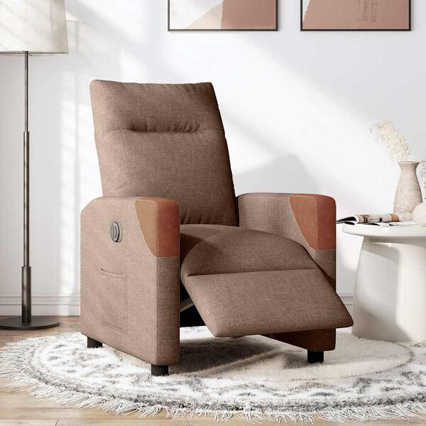 vidaXL Fauteuil inclinable électrique Marron Tissu