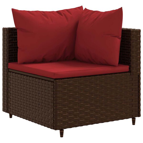 vidaXL Salon de jardin 5 pcs avec coussins Marron Résine tressée
